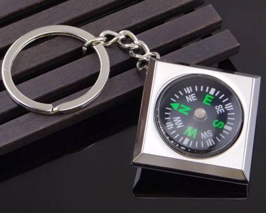 Square compass keychain