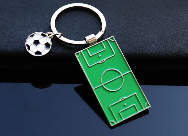 Football field and football alloy keychain
