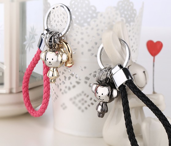 Zinc alloy monkey couple keychains