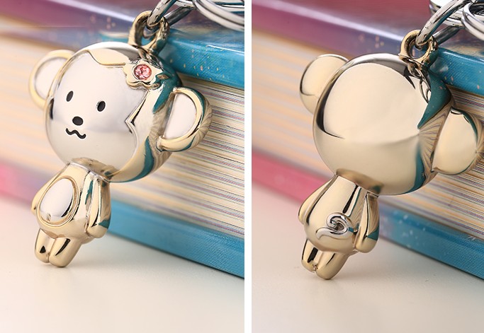 Zinc alloy monkey couple keychains