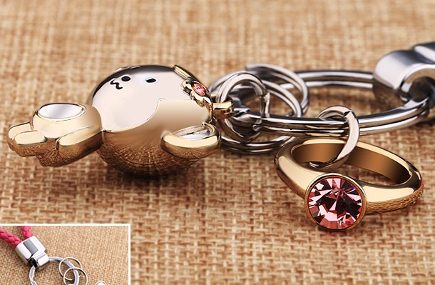 Zinc alloy monkey couple keychains