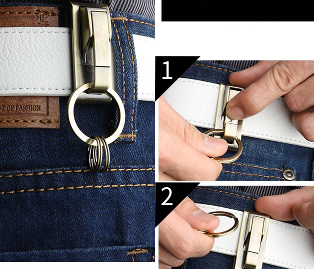 Men's belt style zinc alloy keychain