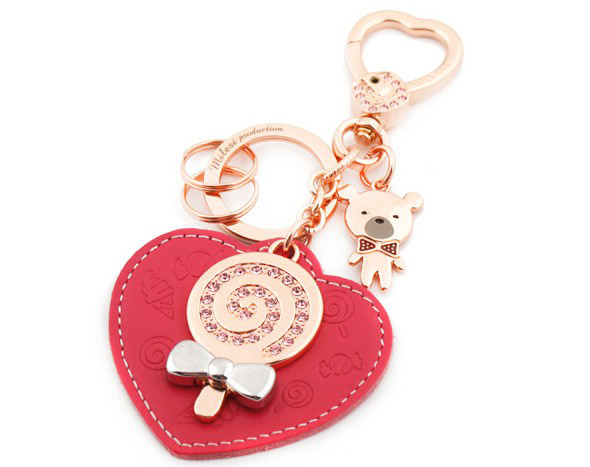 love lollipop leather keychain