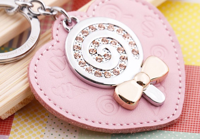 love lollipop leather keychain
