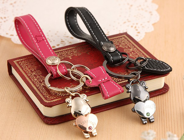 couple leather keychains