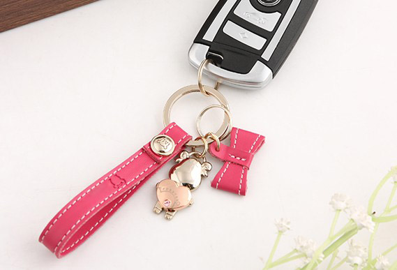 couple leather keychains