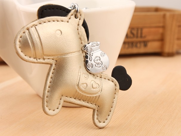 Horse leather keychain