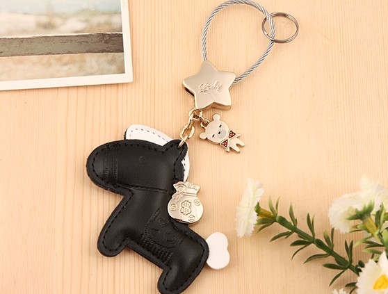 Horse leather keychain