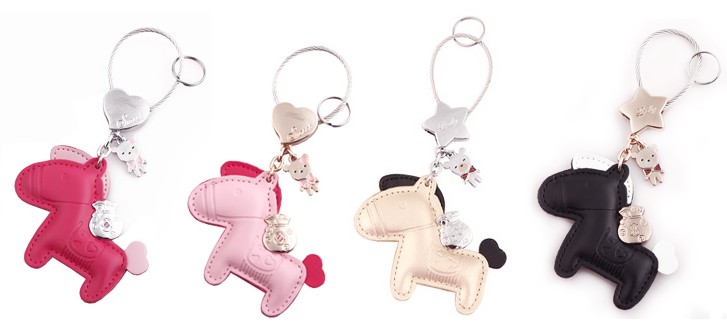 Horse leather keychain