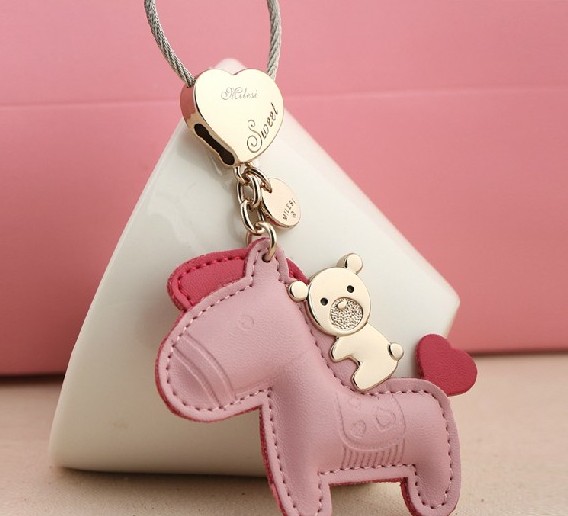 Horse + Bear leather keychain