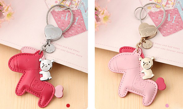 Horse + Bear leather keychain