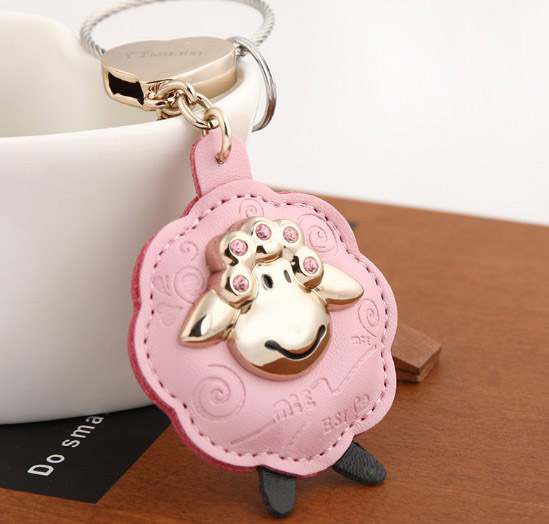 Sheep leather keychain