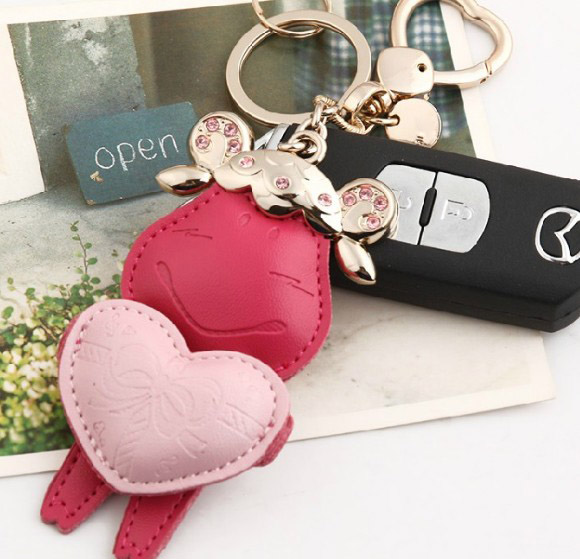 A lamb leather keychain