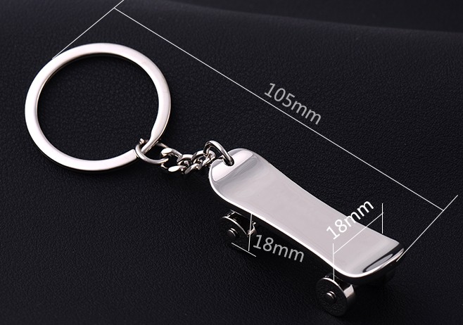 Skateboard zinc alloy keychain
