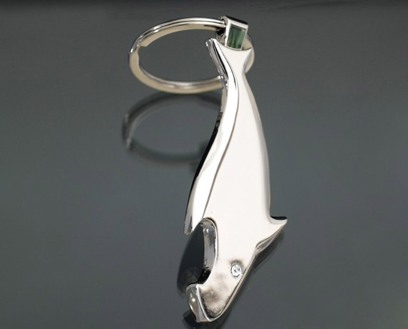 Shark bottle opener keychain
