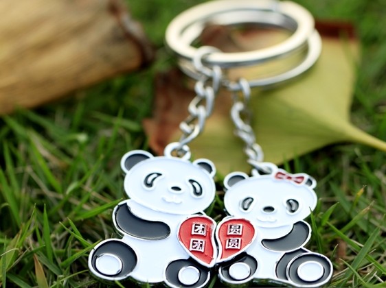 Cute pandas couple keychains