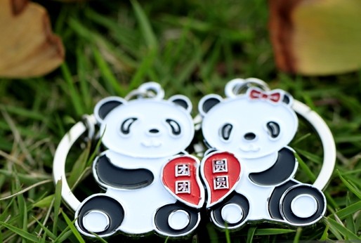 Cute pandas couple keychains