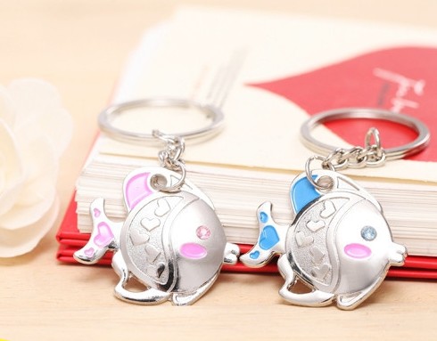 Cute little fish couple keychains