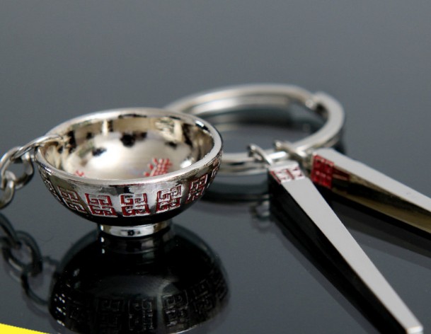 Chinese style bowl and chopsticks keychains