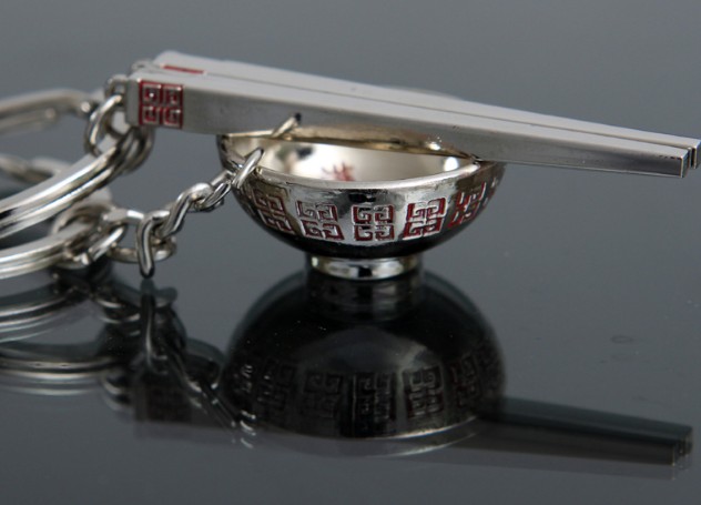 Chinese style bowl and chopsticks keychains