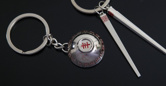 Chinese style bowl and chopsticks keychains