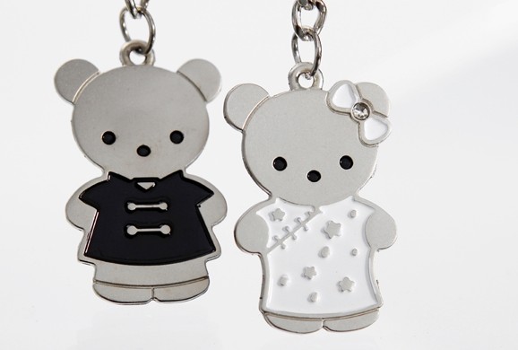 Chinese style bears couple keychains