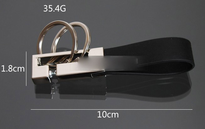 Classic black leather keychain