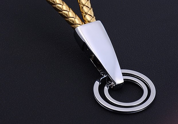 Double ring braided rope keychain