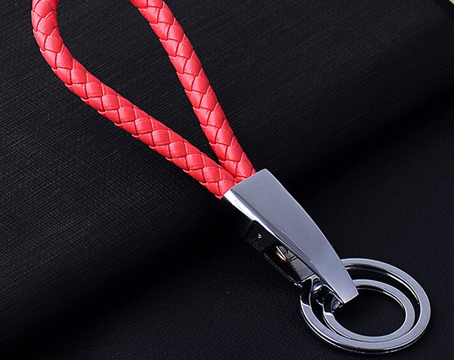 Double ring braided rope keychain