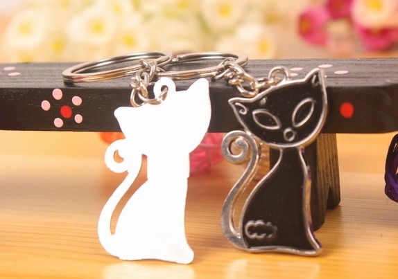 Black and white cats lovers keychains