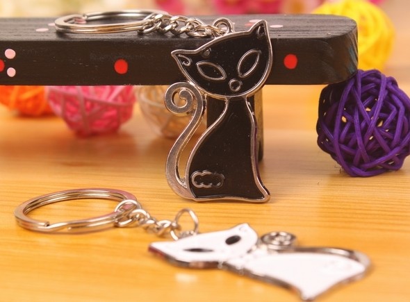 Black and white cats lovers keychains