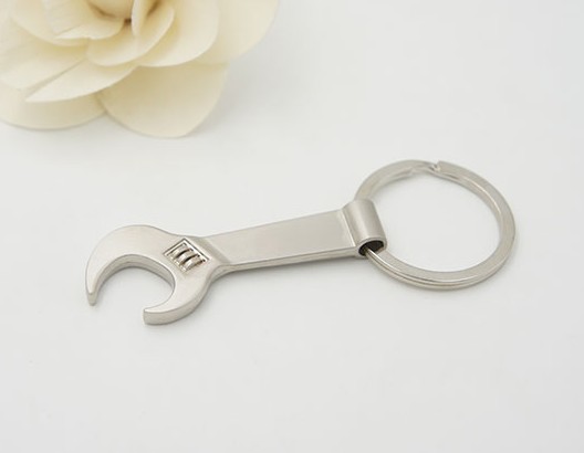 Personalized wrench bottle opener keychain