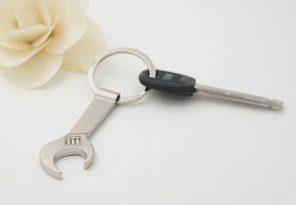 Personalized wrench bottle opener keychain