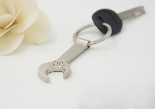 Personalized wrench bottle opener keychain