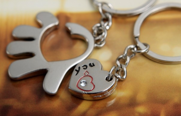 Love in the palm keychains