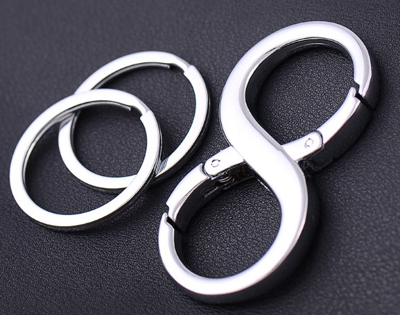 8 shape alloy double ring keychain