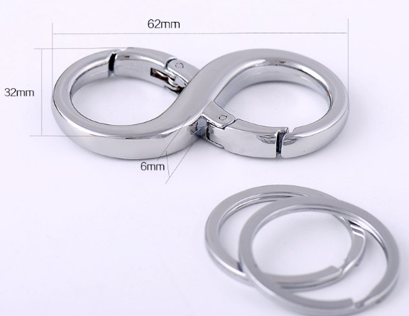 8 shape alloy double ring keychain