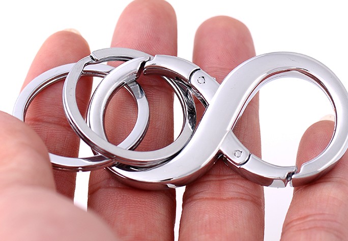 8 shape alloy double ring keychain