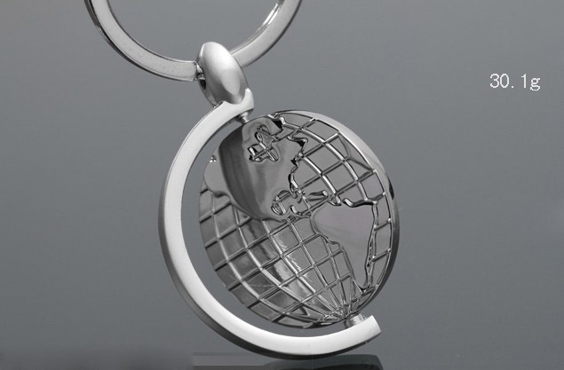 Rotatable globe keychain