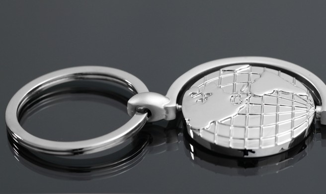 Rotatable globe keychain