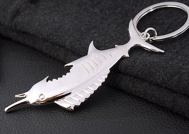 Marlin fish bottle opener keychain