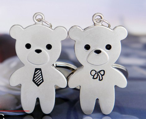 Bears with tie couple keychains