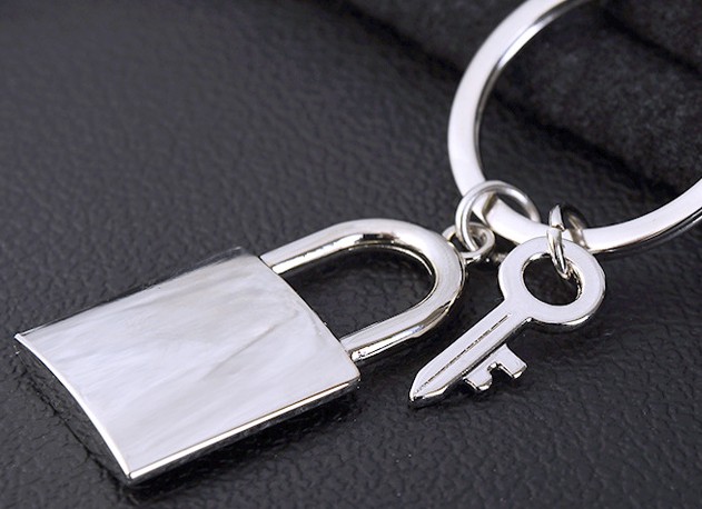 Lock and key keychain