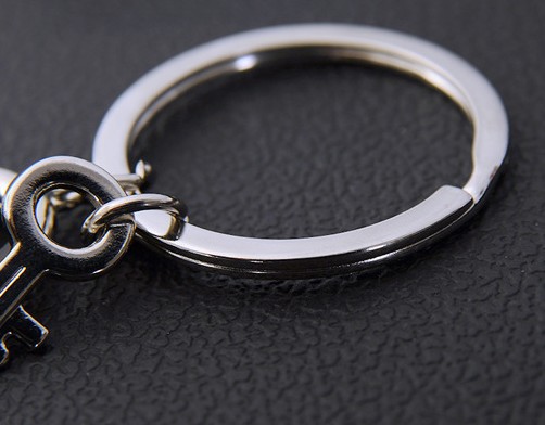 Lock and key keychain