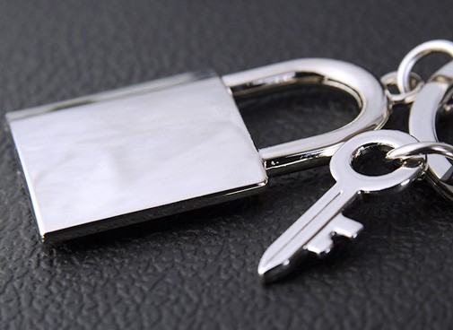 Lock and key keychain