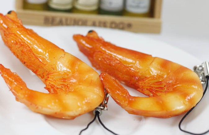 PVC prawn keychain