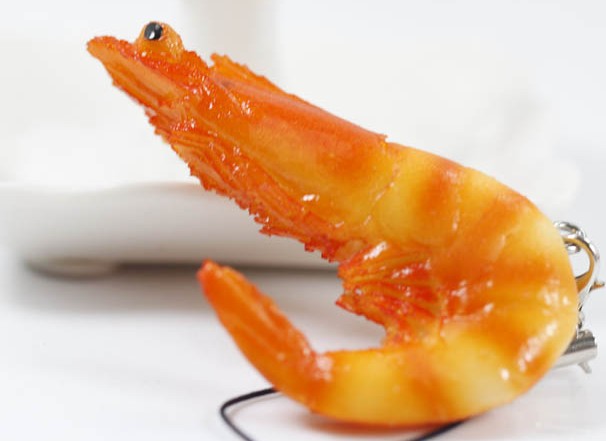PVC prawn keychain