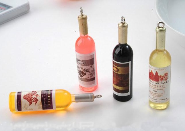 Mini wine bottle keychain