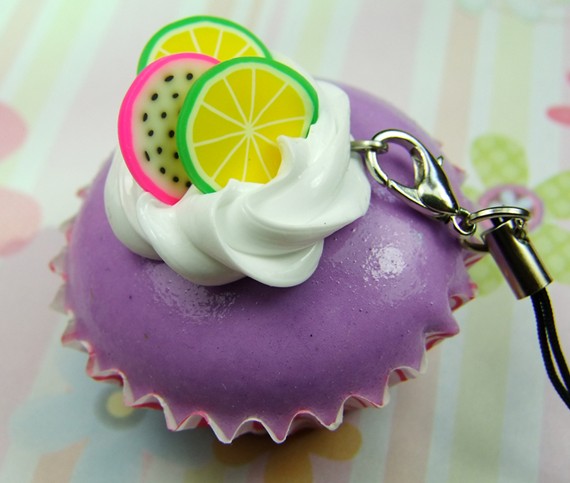 Cream chocolate egg tart keychain