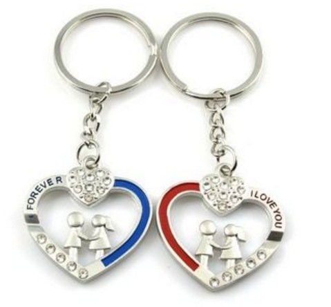 I love you rhinestone couple keychains